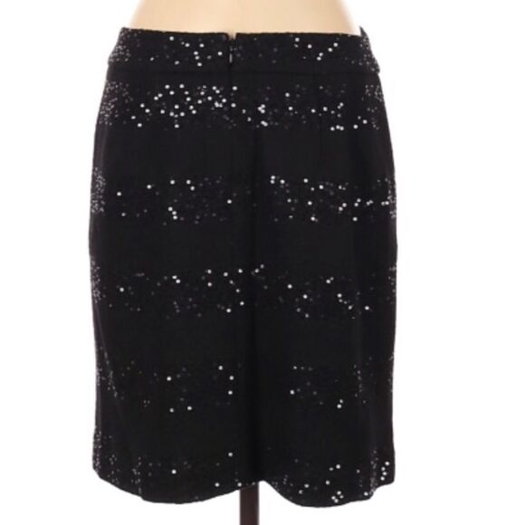 LOFT | Sequin Stripe Wool Blend Skirt Black Size 4 - Picture 9 of 9
